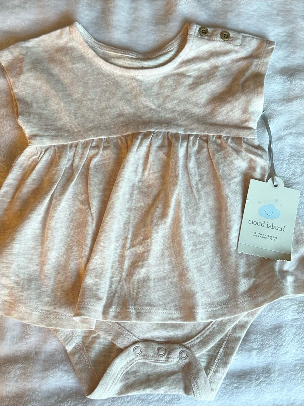 cloud island Cream Knit Baby Bodysuit with Blue Cloud Graphic